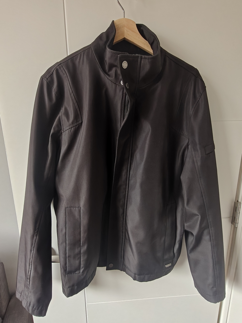 Calvin Klein Black Bomber Jacket with Stand Collar